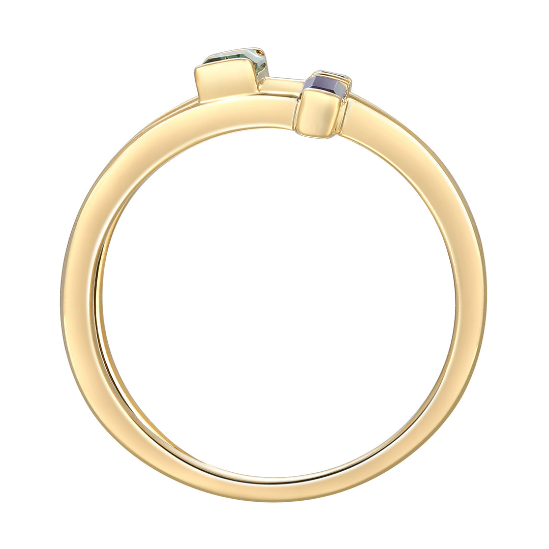 14K Yellow Gold over Sterling Silver Lab Created Blue and Green Sapphire Ring