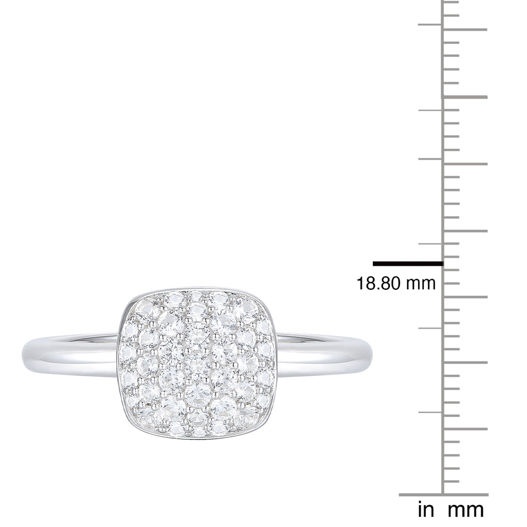 Sterling Silver 3/8 ct tw Diamond Cushion Shape Pavé Ring (I-I2)