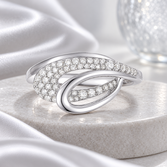 Sterling Silver 1/4 ct tw Diamond Modern Wave Ring (I-I2)