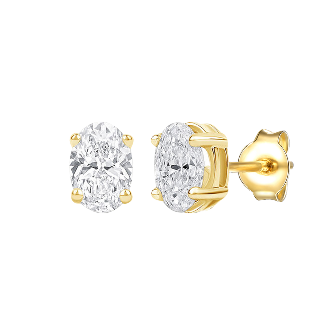 14K Lab Grown Oval Solitaire Earrings F-G VS1-VS2