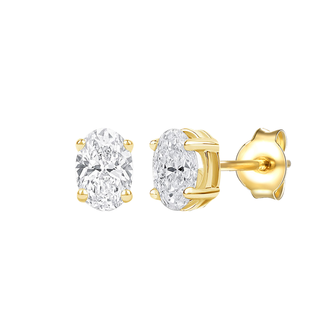 14K Lab Grown Oval Solitaire Earrings F-G VS1-VS2