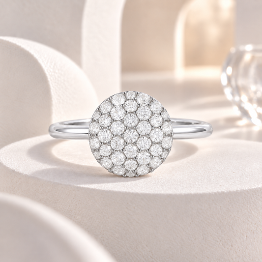 Sterling Silver 1/2 ct tw Diamond Round Shape Pavé Ring (I-I2)