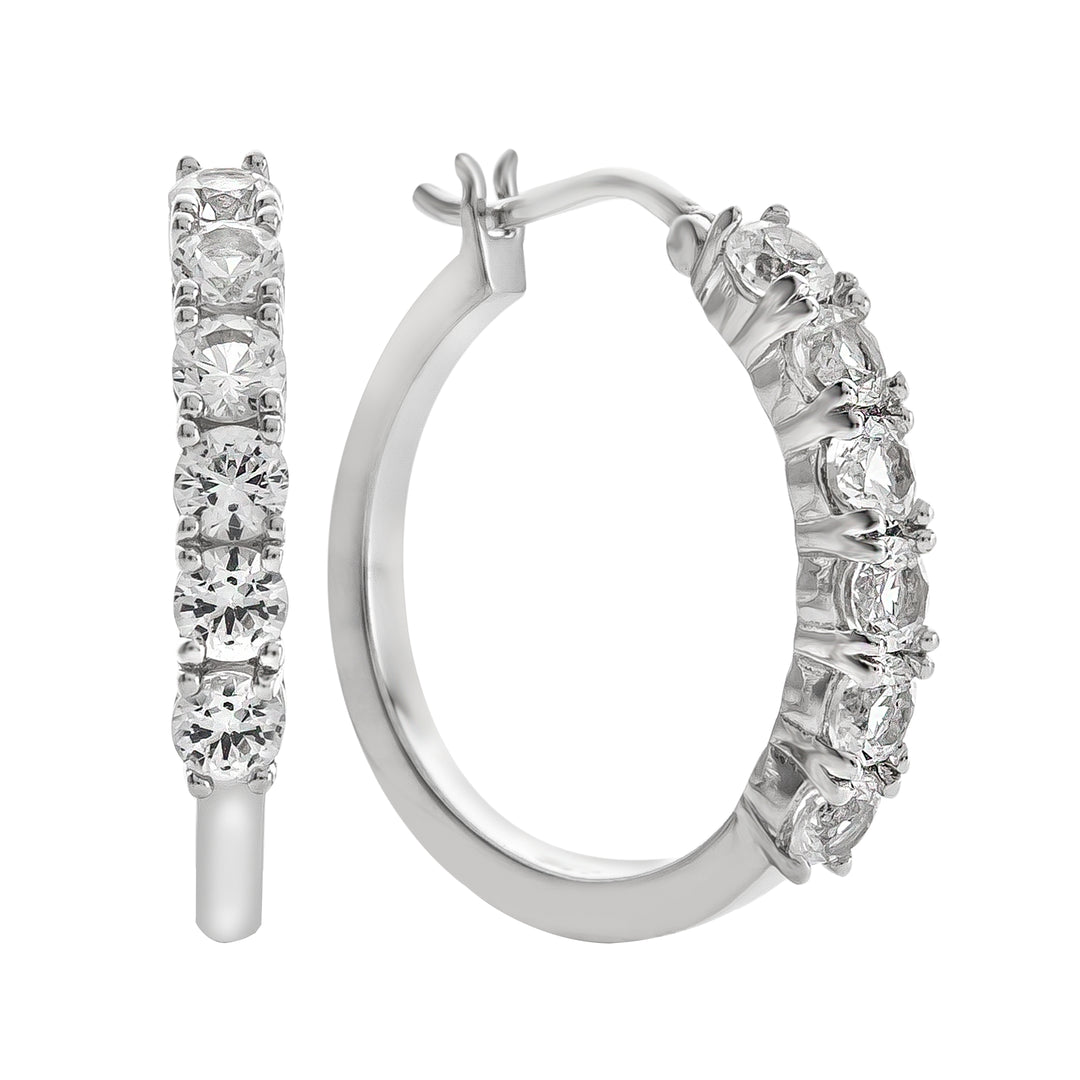 Sterling Silver Gemstone Hoop Earrings