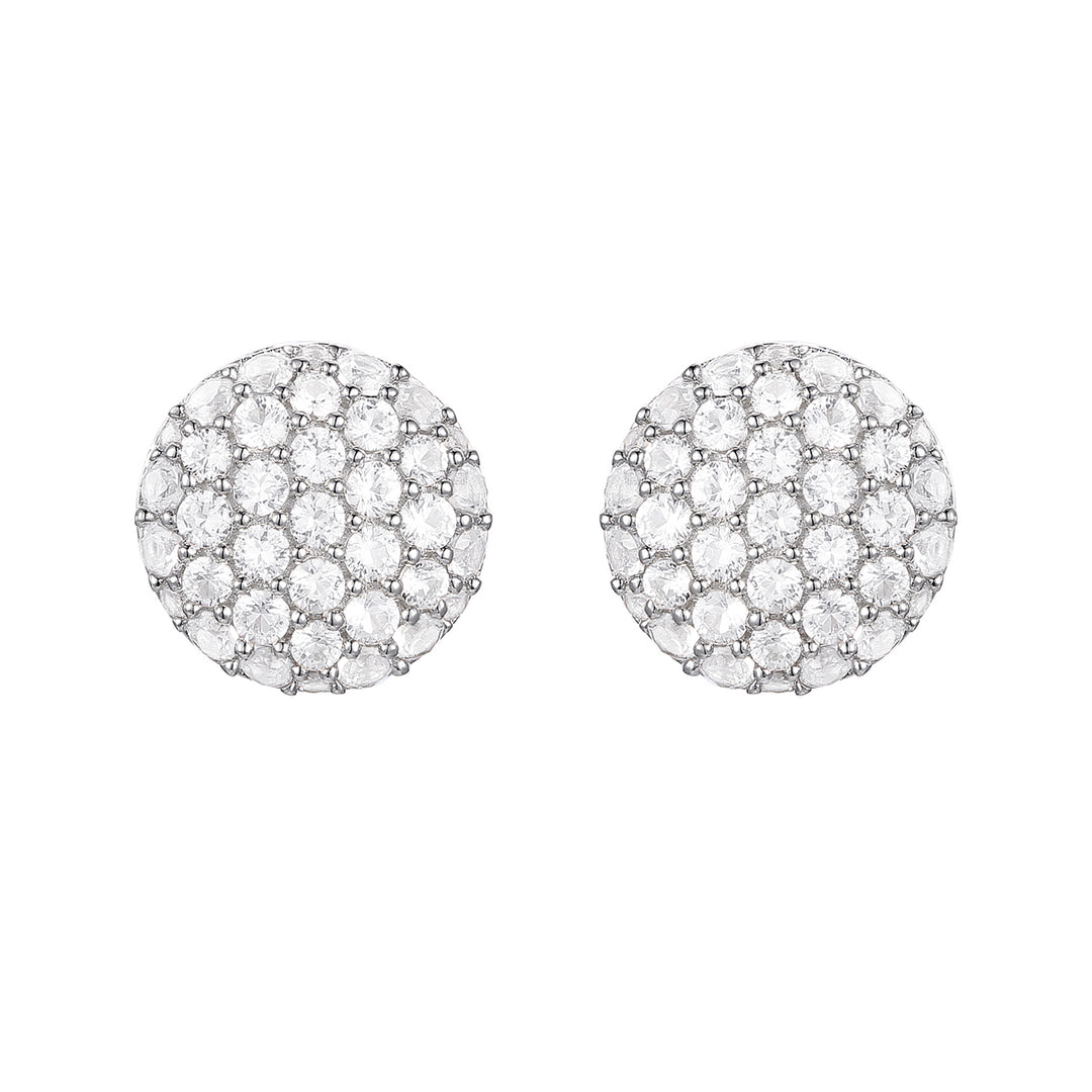 Sterling Silver 1/2 ct tw Diamond Round Shape Pavé Stud Earring (I-I2)