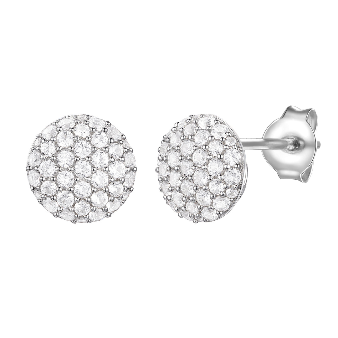 Sterling Silver 1/2 ct tw Diamond Round Shape Pavé Stud Earring (I-I2)