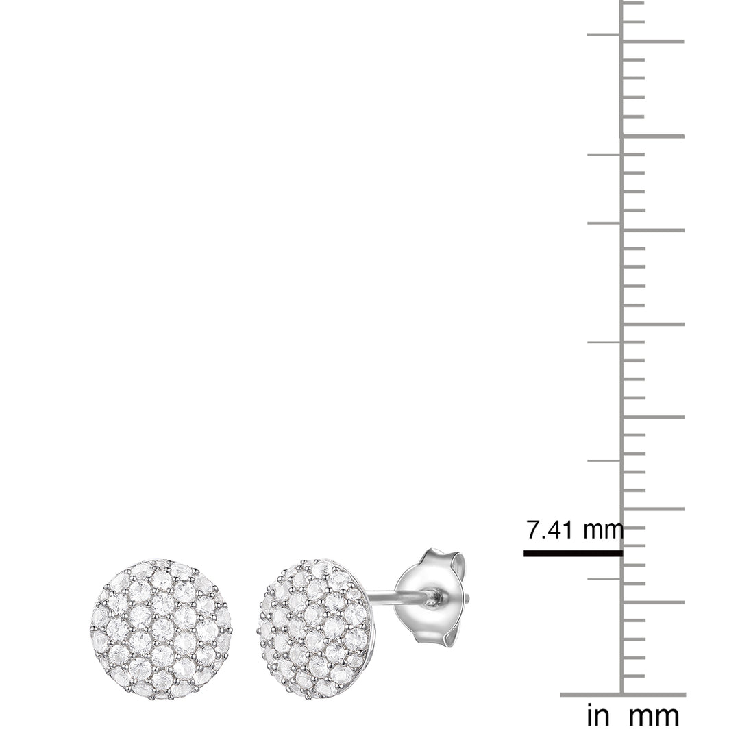 Sterling Silver 1/2 ct tw Diamond Round Shape Pavé Stud Earring (I-I2)