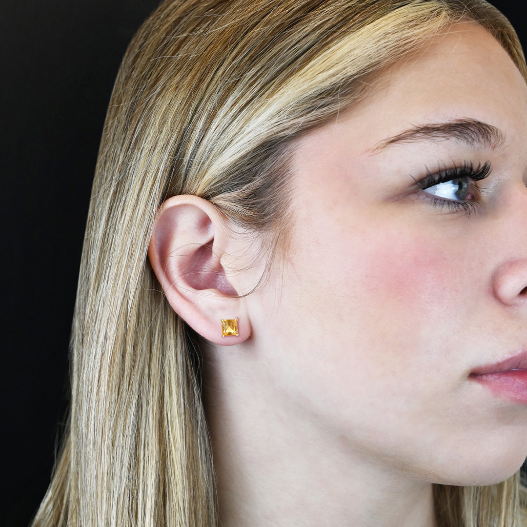Sterling Silver 6mm Square Cut Stud Earrings