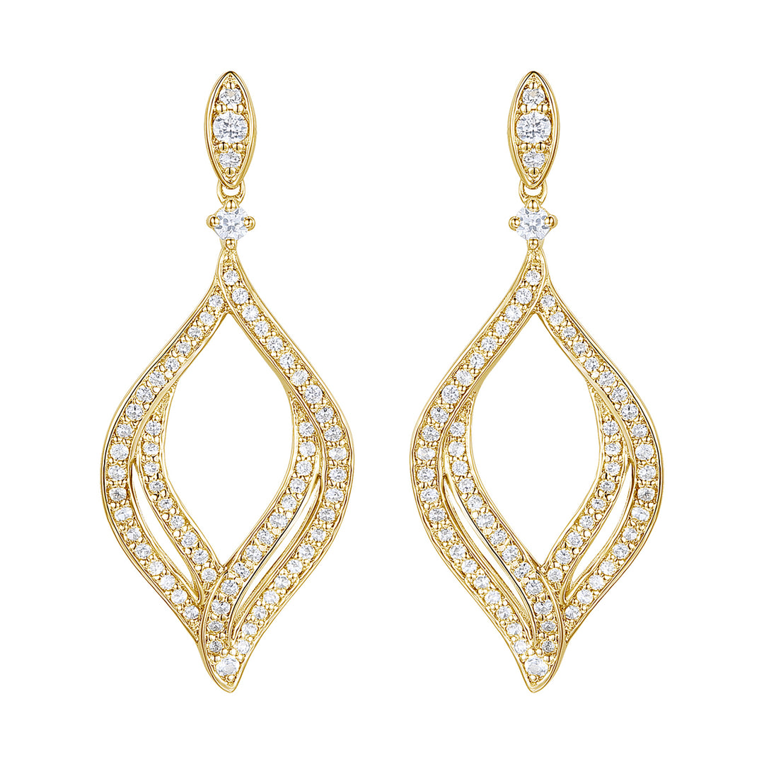 14K Yellow Gold over Sterling Silver 1/2 ct tw Diamond Dangle Earring (I-I2)
