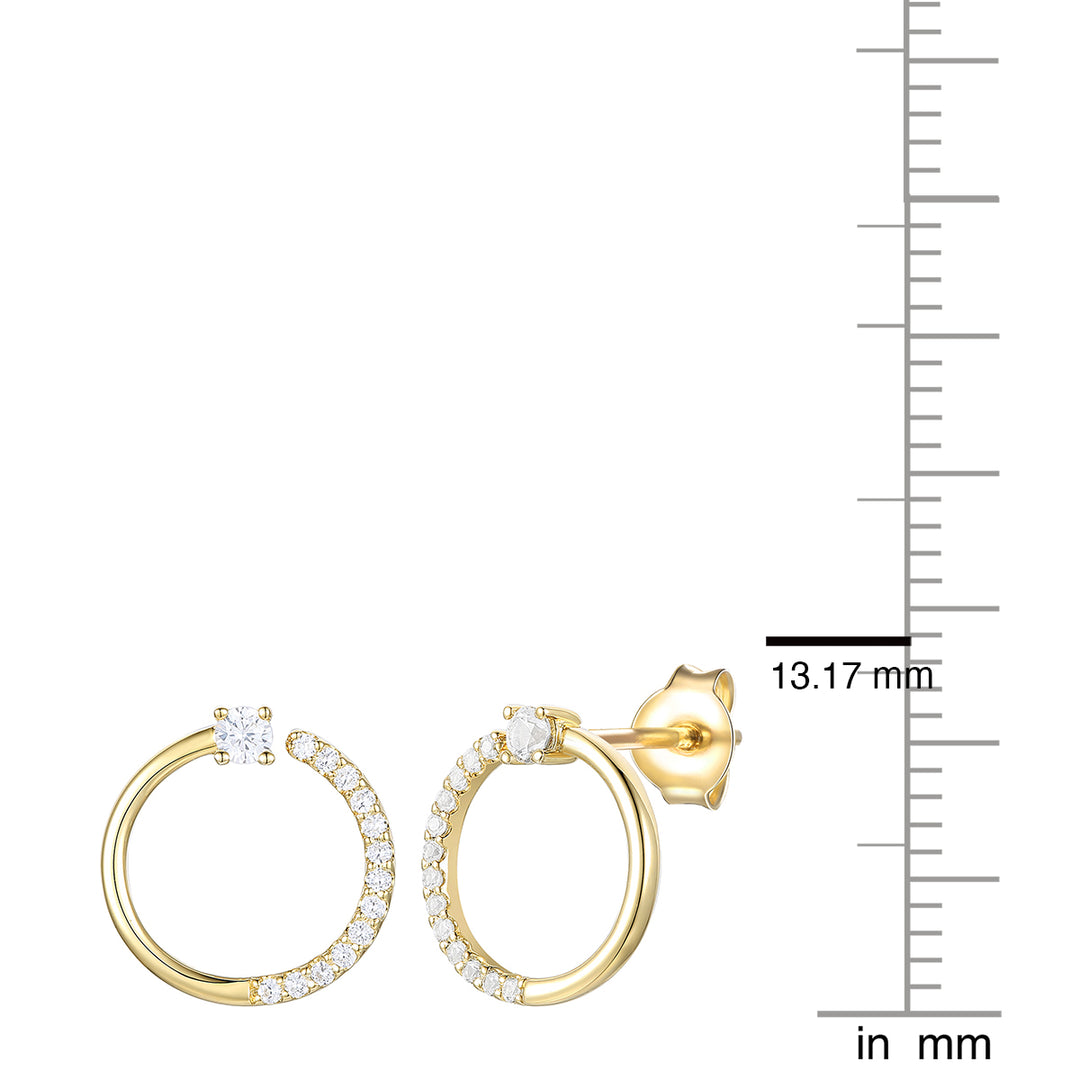 14K Yellow Gold over Sterling Silver 1/4 ct tw Diamond Open Circle Earring (I-I2)