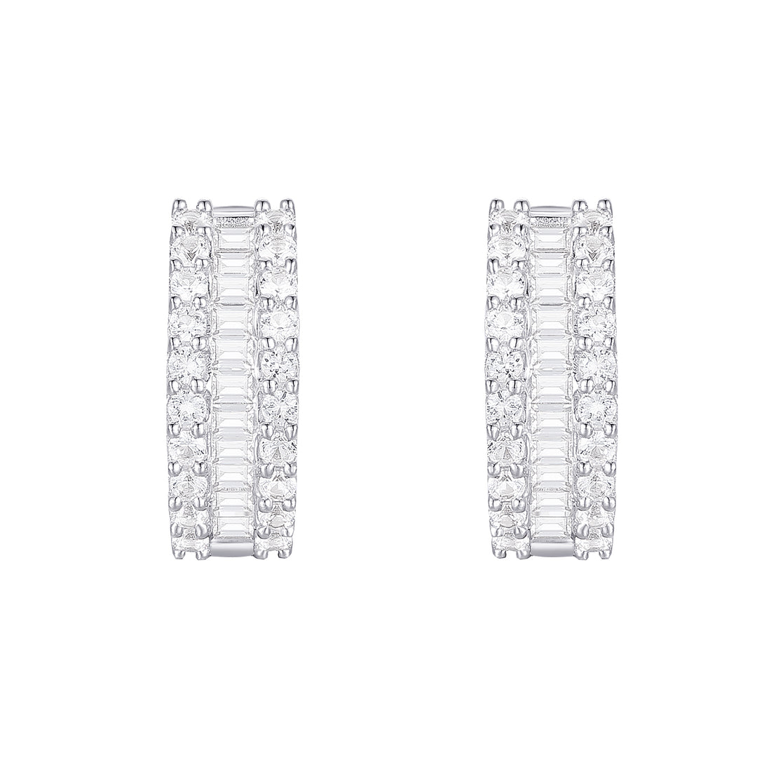 10K White Gold 1/2 ct tw Diamond Huggie Hoop Earring (I-I2)