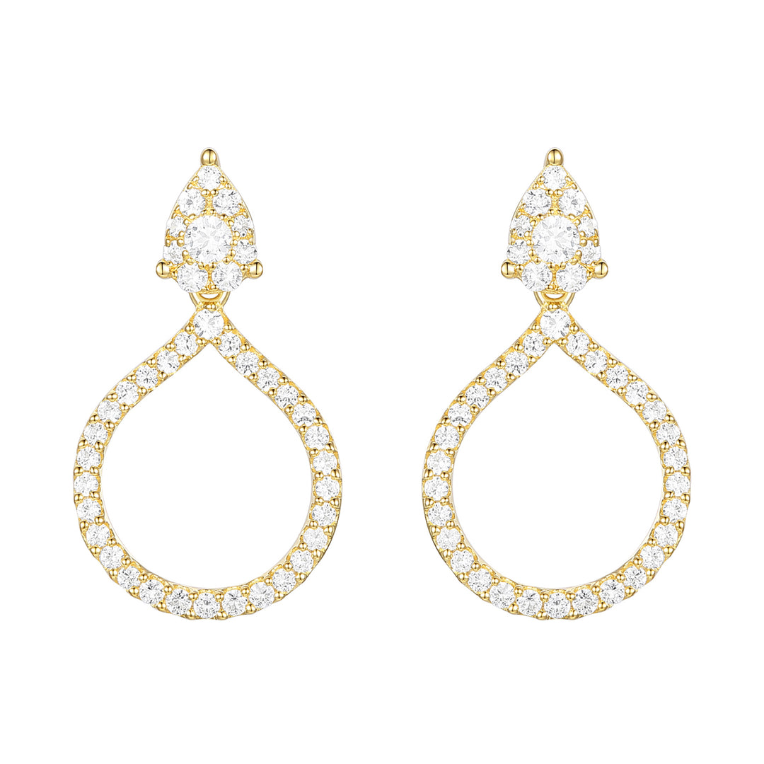 14K Yellow Gold over Sterling Silver 1/2 ct tw Diamond Drop Earring (I-I2)