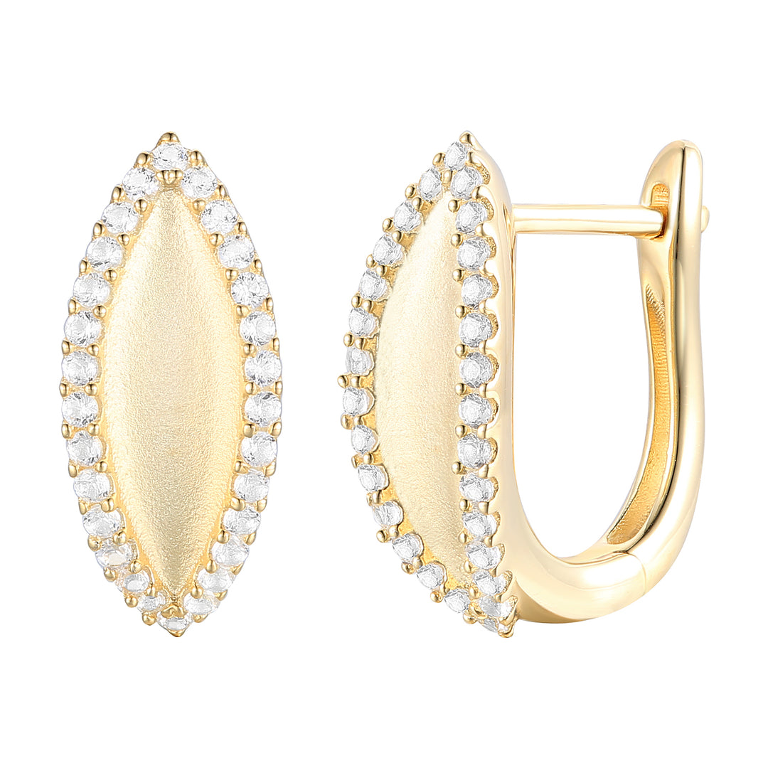 10K Yellow Gold 1/4 ct tw Diamond Satin Leaf Hinged Hoop Earring (I-I2)