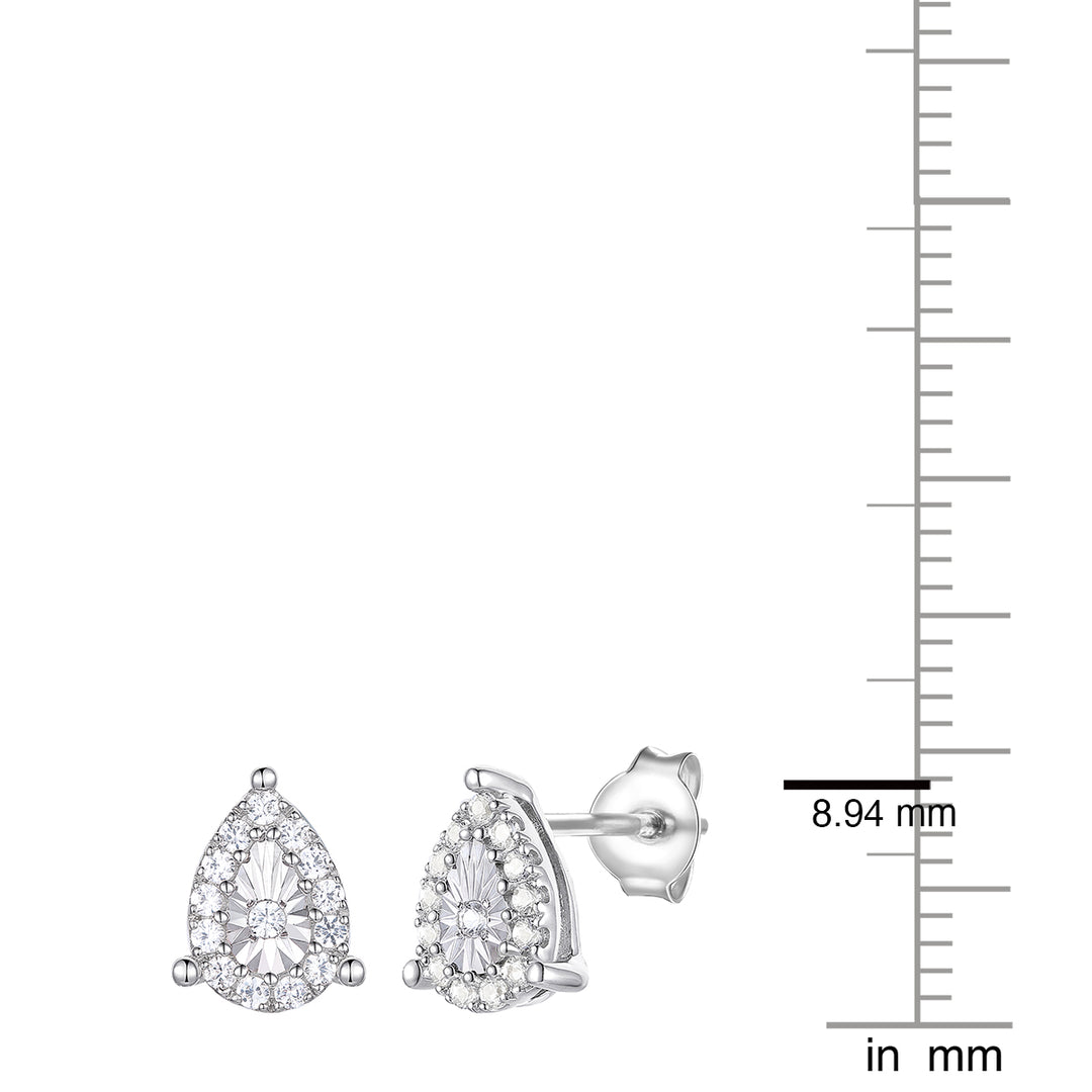 Sterling Silver 1/5 ct tw Diamond Miracle Plate Pear Shape Earring (I-I2)