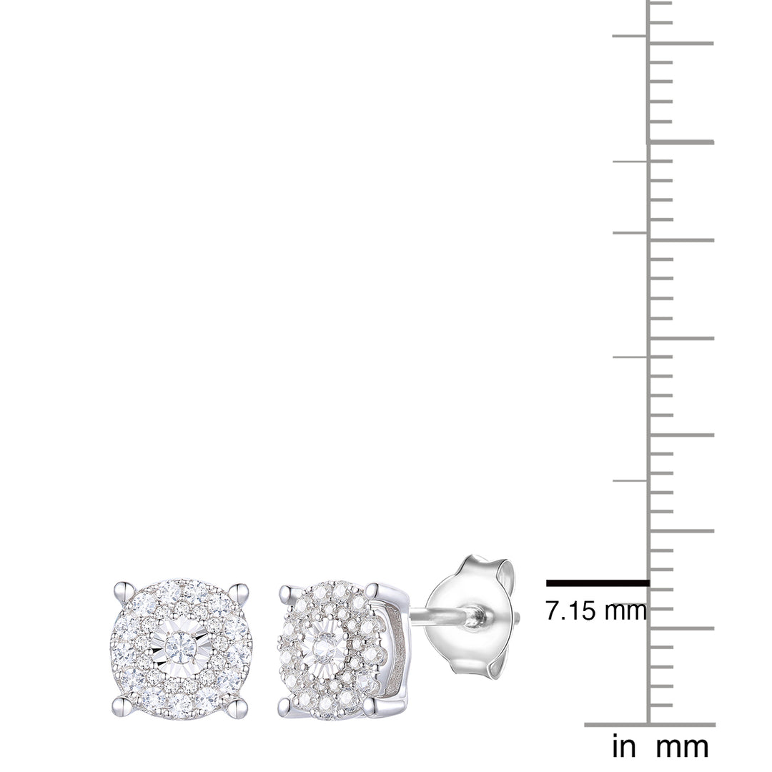 Sterling Silver 1/3 ct tw Diamond Miracle Plate Round Shape Earring (I-I2)