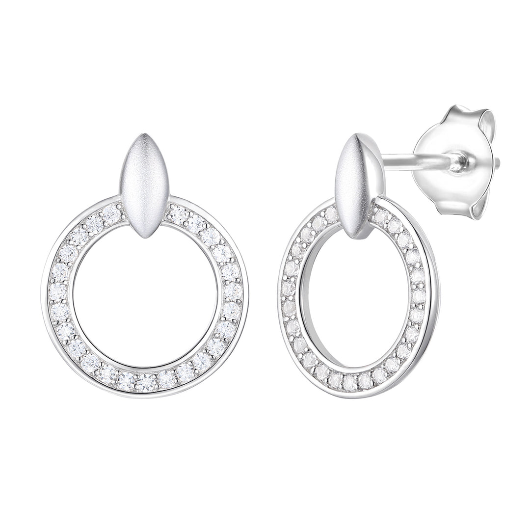 Tirafina 1/4 CT. T.W. Diamond Circle Doorknocker Drop Earrings in Sterling Silver – available in yellow and white (I-I2)