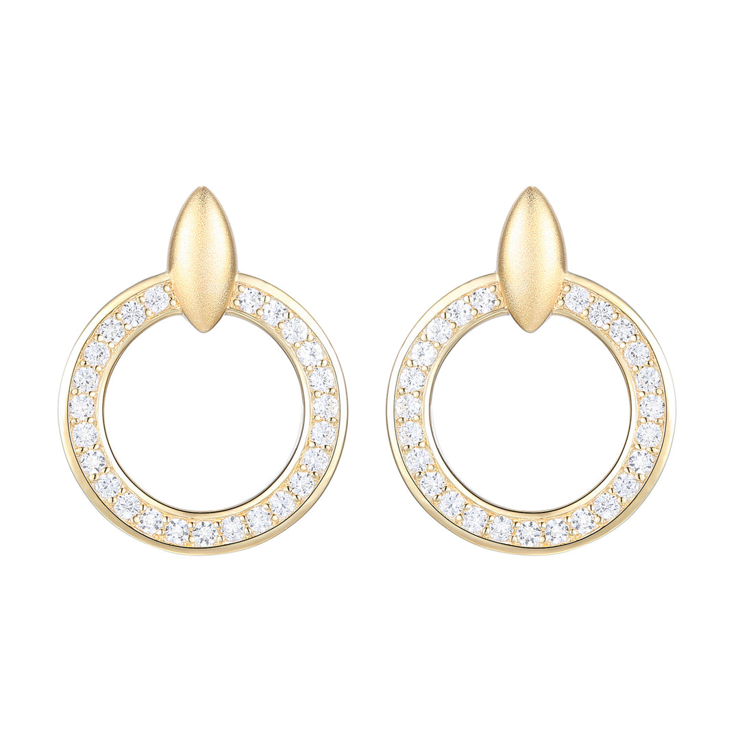 Tirafina 1/4 CT. T.W. Diamond Circle Doorknocker Drop Earrings in Sterling Silver – available in yellow and white (I-I2)