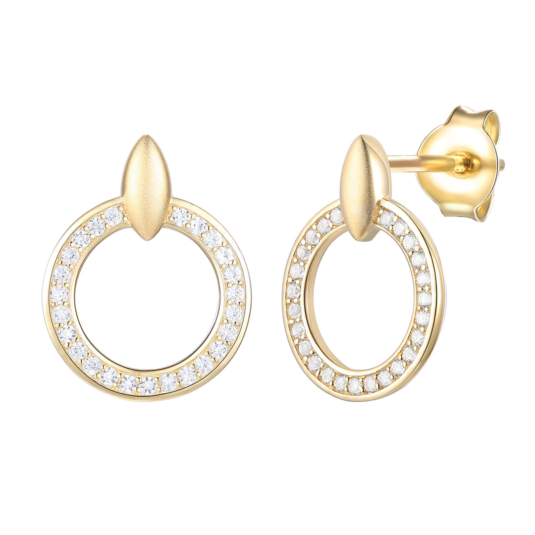 Tirafina 1/4 CT. T.W. Diamond Circle Doorknocker Drop Earrings in Sterling Silver – available in yellow and white (I-I2)