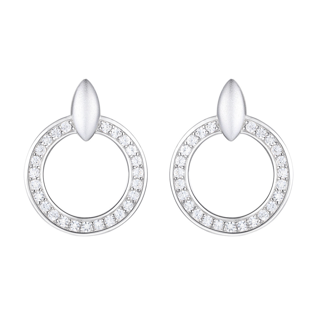 Tirafina 1/4 CT. T.W. Diamond Circle Doorknocker Drop Earrings in Sterling Silver – available in yellow and white (I-I2)