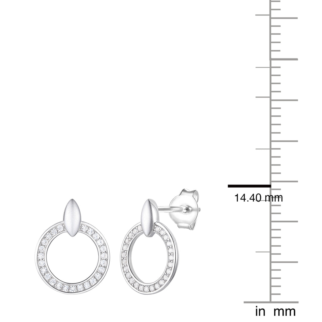 Tirafina 1/4 CT. T.W. Diamond Circle Doorknocker Drop Earrings in Sterling Silver – available in yellow and white (I-I2)