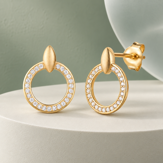 Tirafina 1/4 CT. T.W. Diamond Circle Doorknocker Drop Earrings in Sterling Silver – available in yellow and white (I-I2)