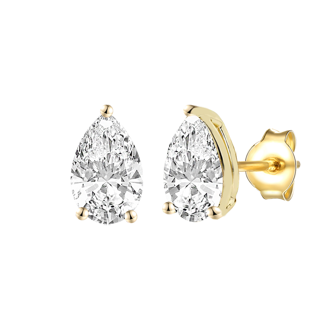 14K Lab Grown Pear Solitaire Earrings F-G VS1-VS2