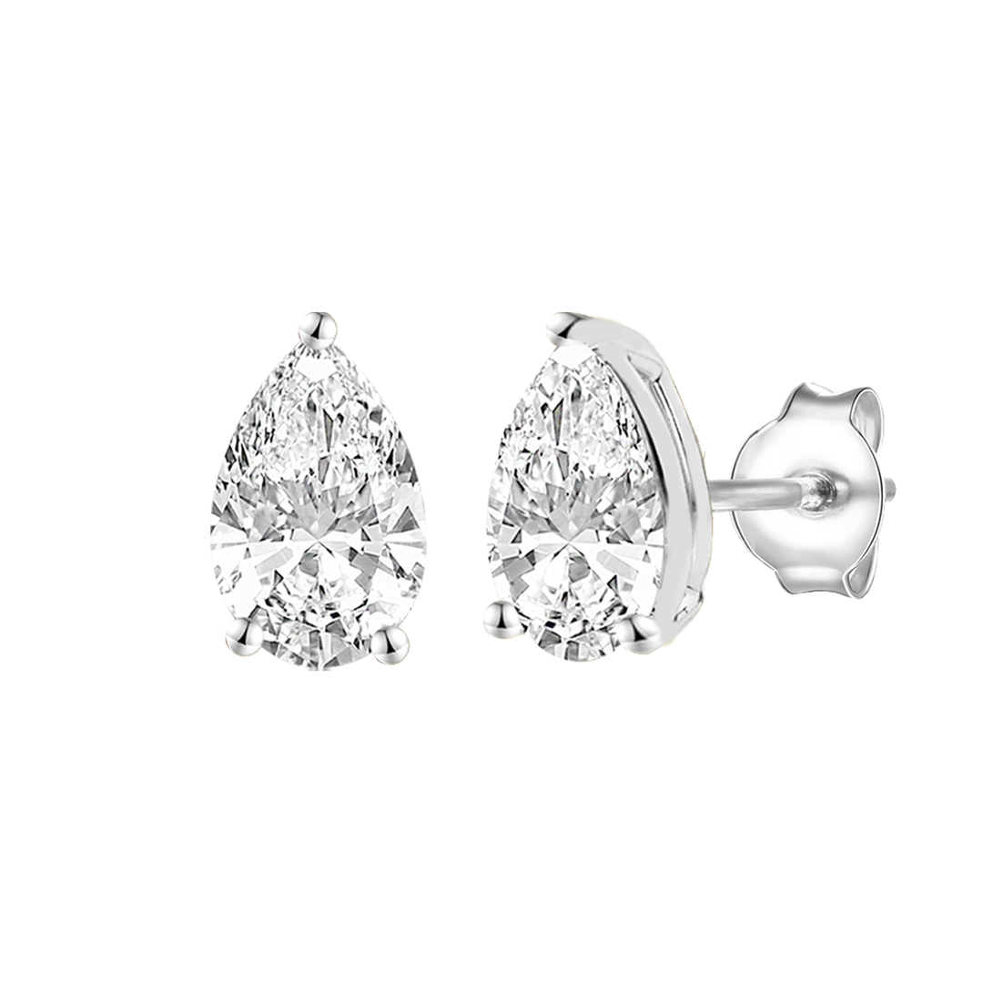 14K Lab Grown Pear Solitaire Earrings F-G VS1-VS2