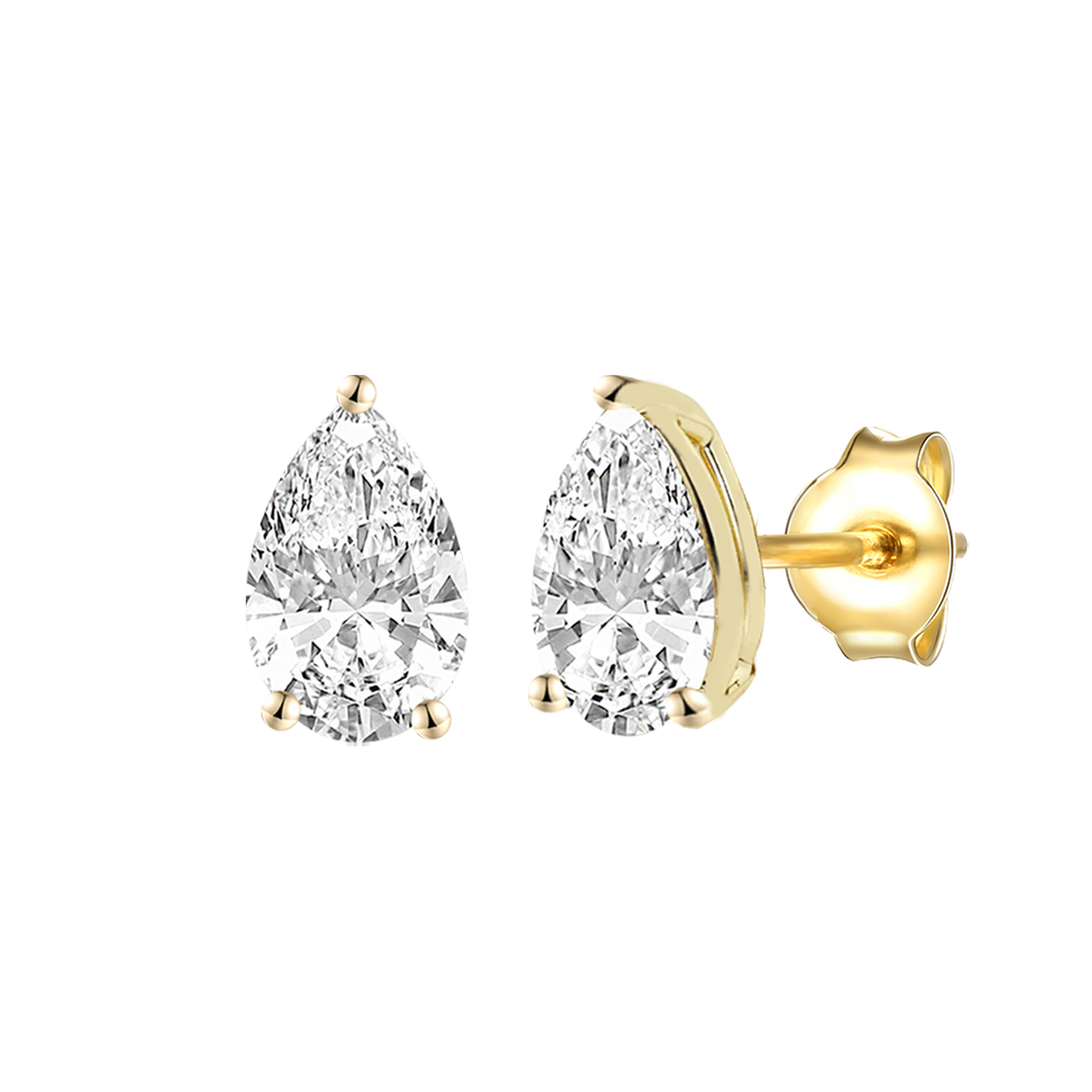 14K Lab Grown Pear Solitaire Earrings F-G VS1-VS2