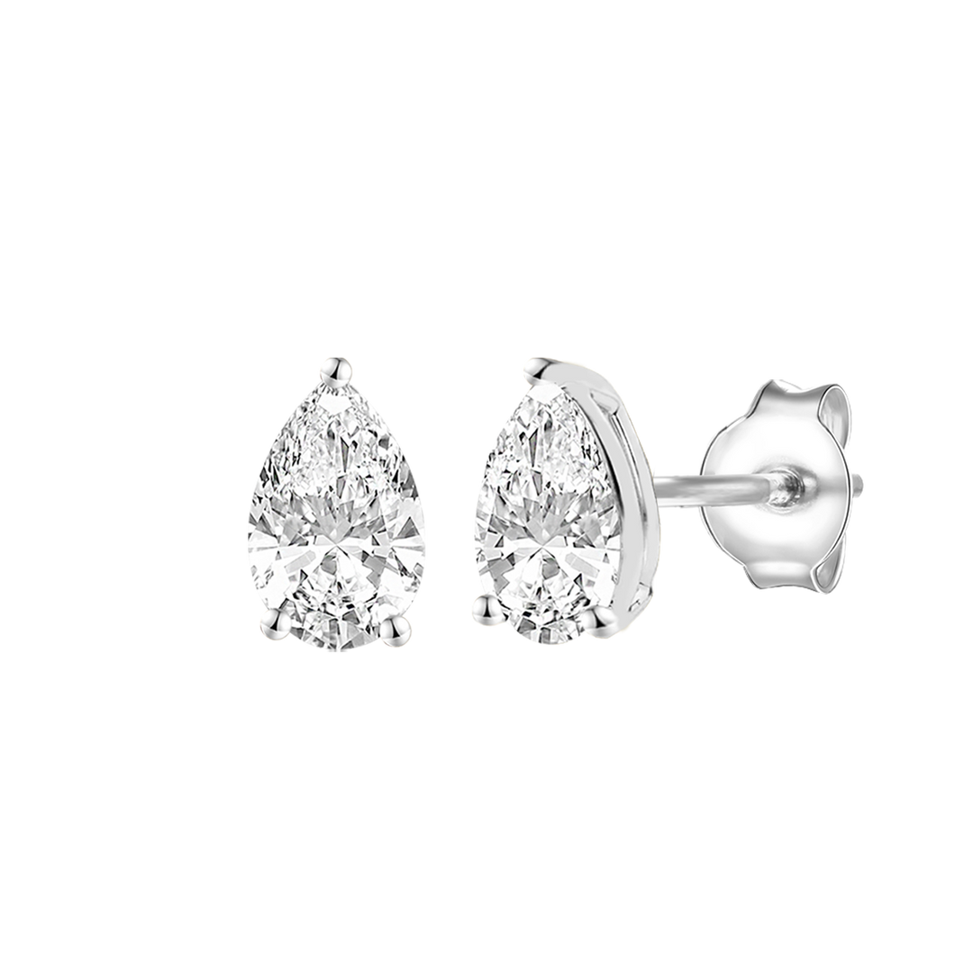 14K Lab Grown Pear Solitaire Earrings F-G VS1-VS2