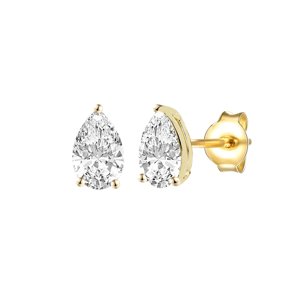 14K Lab Grown Pear Solitaire Earrings F-G VS1-VS2