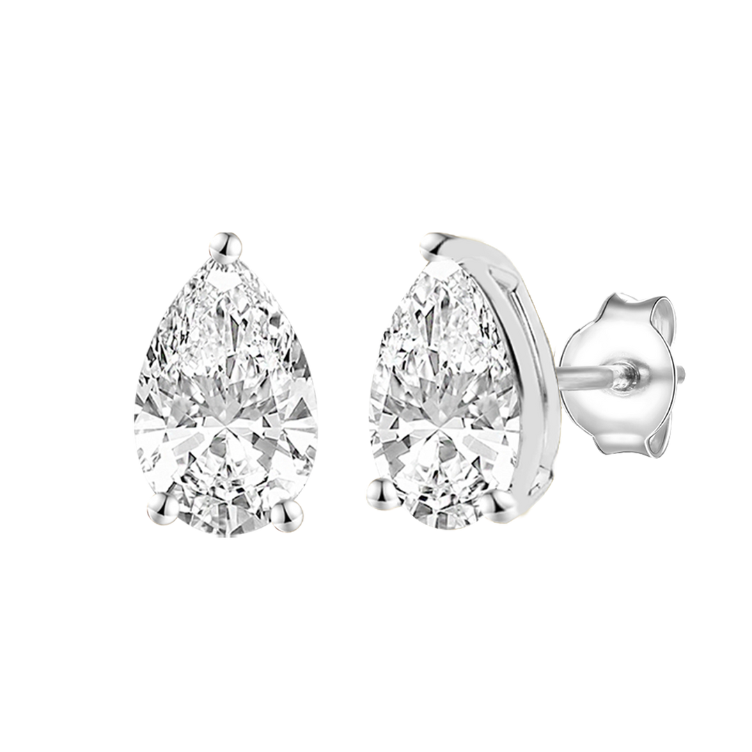 14K Lab Grown Pear Solitaire Earrings F-G VS1-VS2