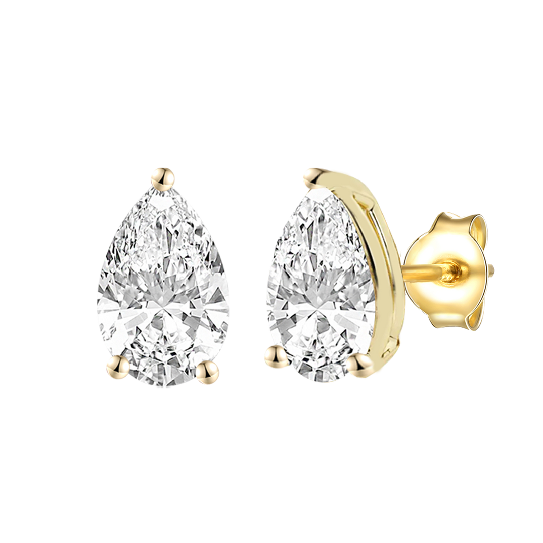 14K Lab Grown Pear Solitaire Earrings F-G VS1-VS2