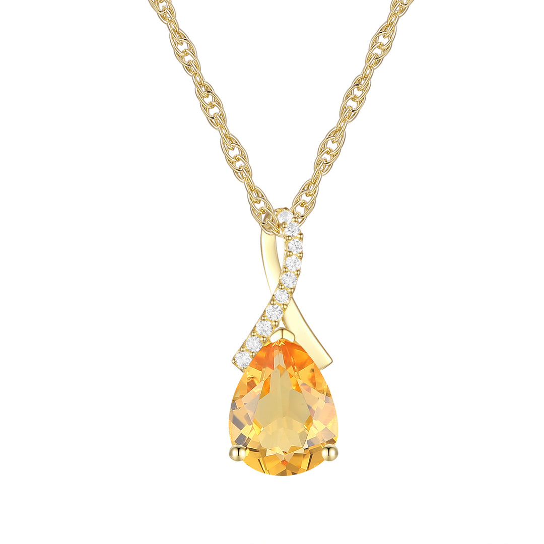 Elegant Birthstone Necklace – Available in Various Gemstones – Stunning 14K Rose or yellow Gold-Plated Sterling Silver Pendant featuring a 9x7mm Center Stone Accented with Created White Sapphires