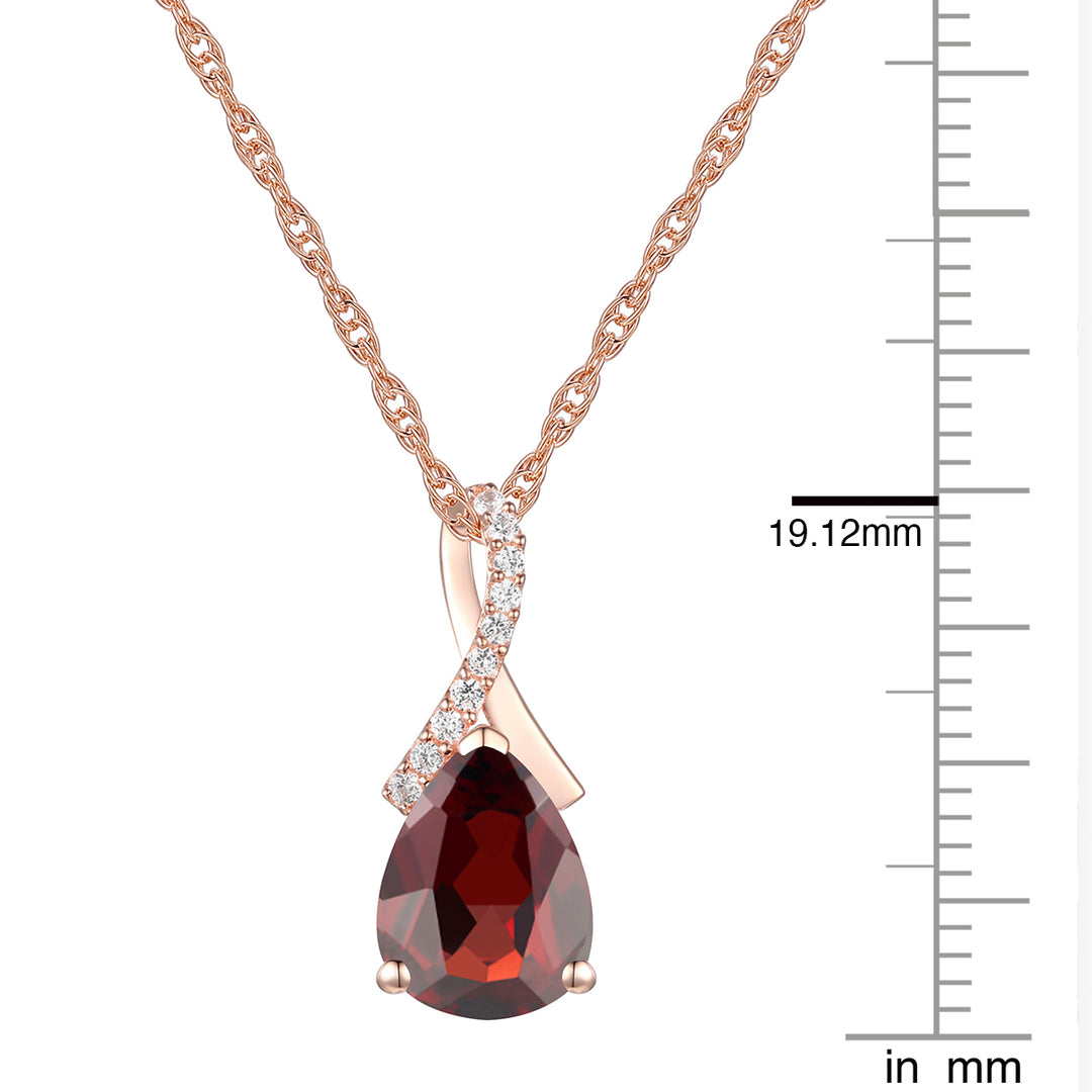 Elegant Birthstone Necklace – Available in Various Gemstones – Stunning 14K Rose or yellow Gold-Plated Sterling Silver Pendant featuring a 9x7mm Center Stone Accented with Created White Sapphires