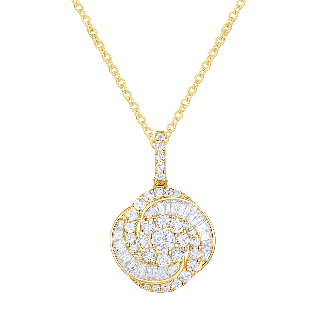 14K Yellow Gold over Sterling Silver 1/2 ct tw Diamond Knot Pendant with 18" Chain (I-I2)
