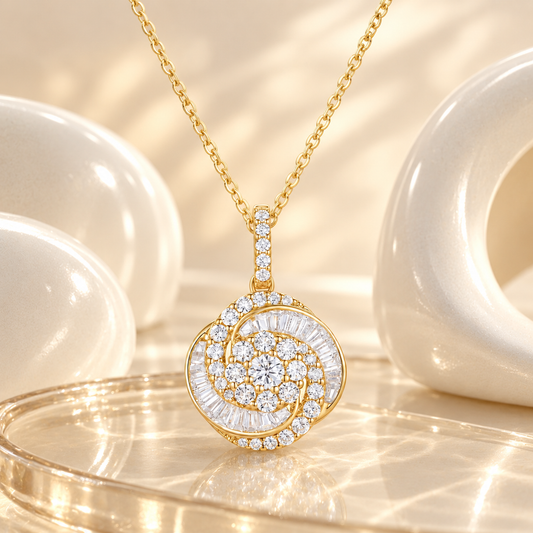 14K Yellow Gold over Sterling Silver 1/2 ct tw Diamond Knot Pendant with 18" Chain (I-I2)