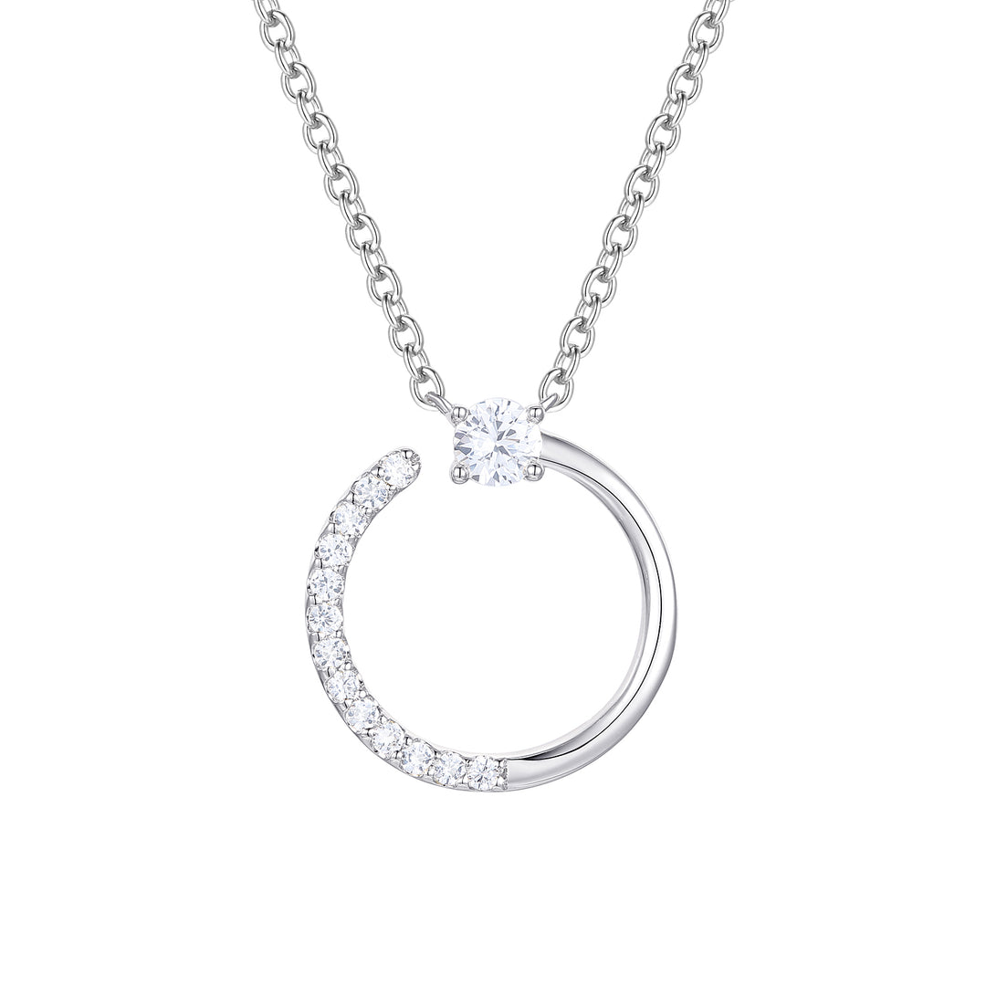 Sterling Silver 1/5 ct tw Diamond Open Circle Pendant with 18" Chain (I-I2)