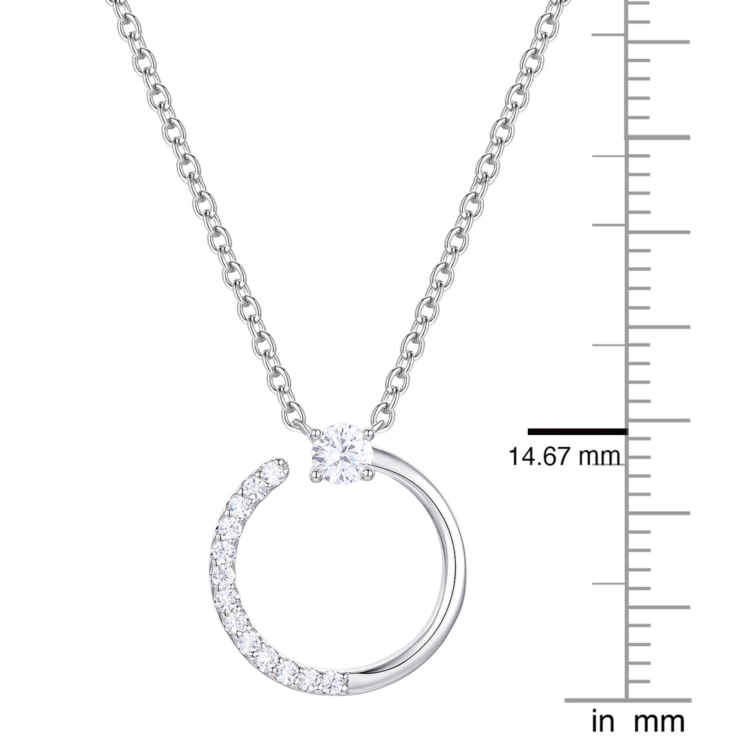 Sterling Silver 1/5 ct tw Diamond Open Circle Pendant with 18" Chain (I-I2)