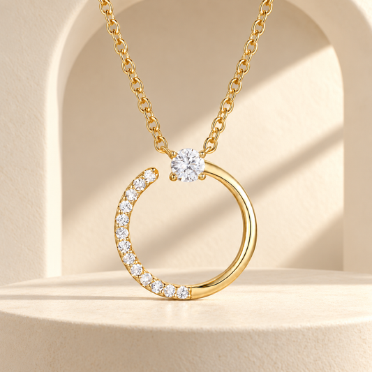 14K Yellow Gold over Sterling Silver 1/5 ct tw Diamond Open Circle Pendant with 18" Chain (I-I2)