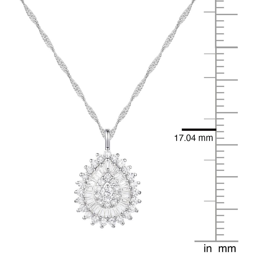 10K White Gold 1/2 ct tw Diamond Pear Shape Pendant with 18" Chain (I-I2)
