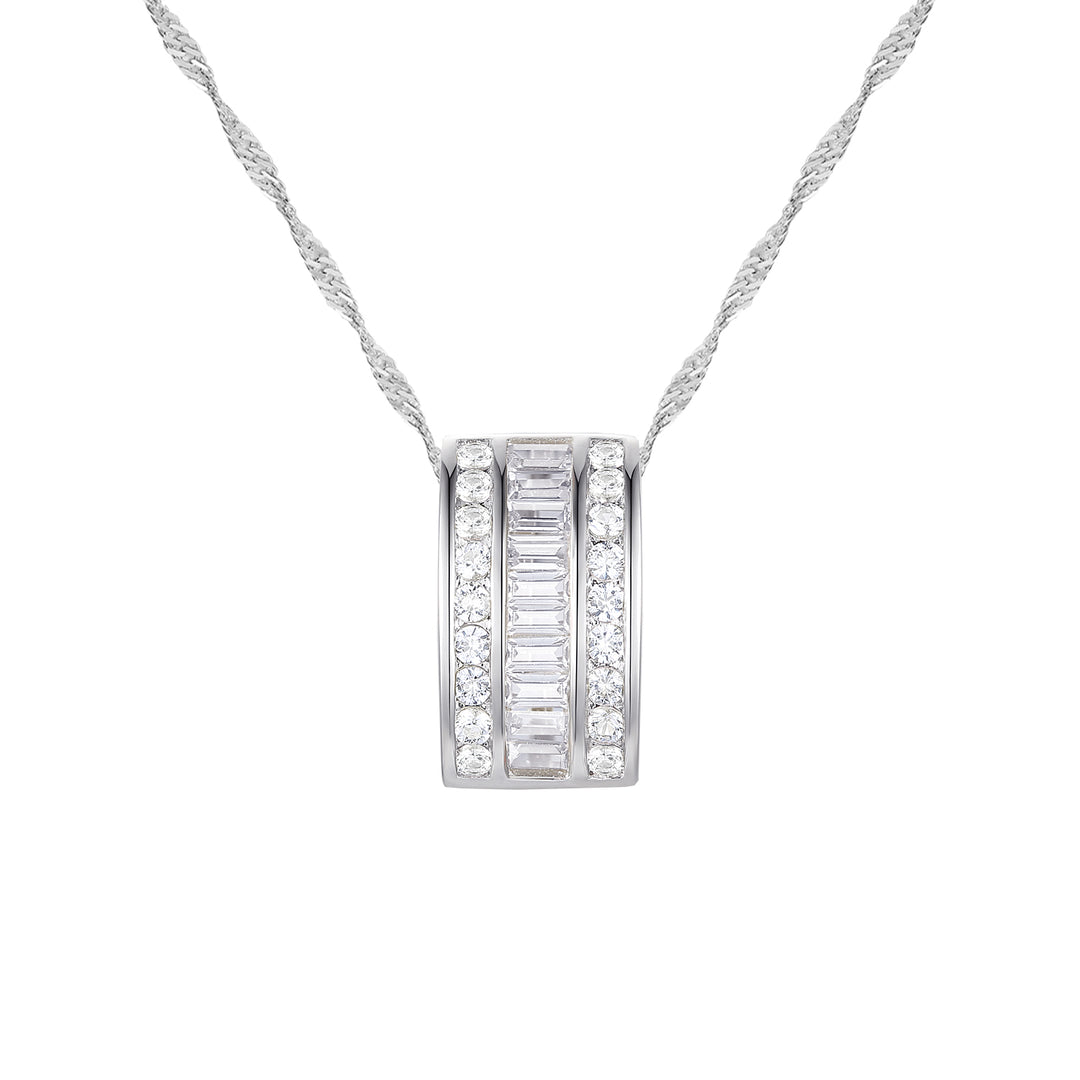 10K White Gold 1/3 ct tw Diamond Channel Set Pendant with 18" Chain (I-I2)