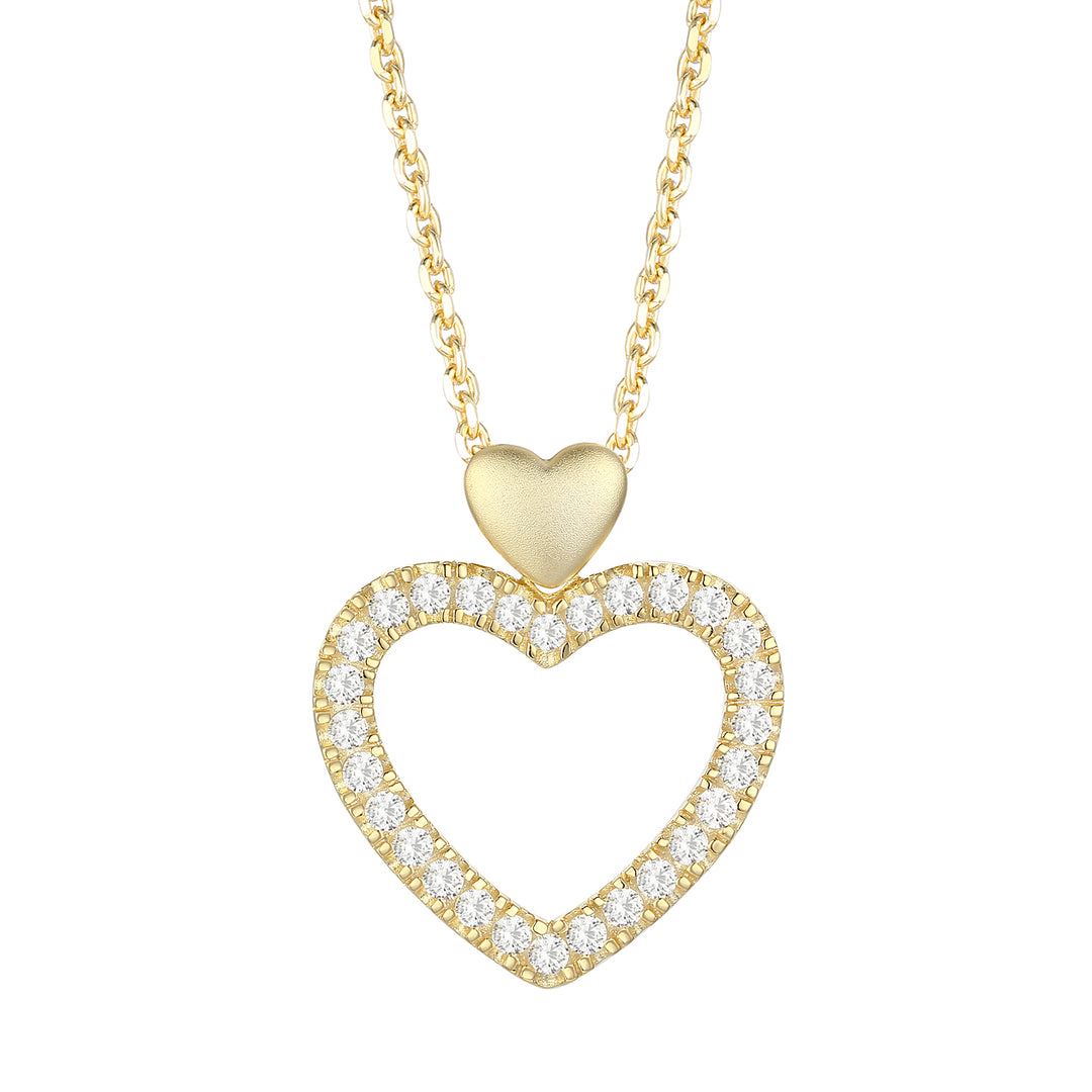 Sterling Silver Open Heart Lab Grown Diamond Necklace 1/5 CTTW F-G / VS1 - VS2