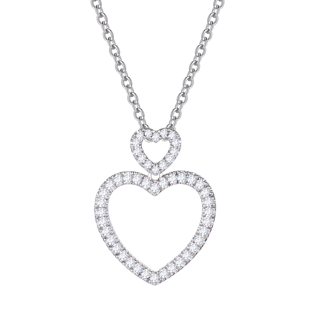 Sterling Silver 1/3 Diamonds Heart Necklace I - I2