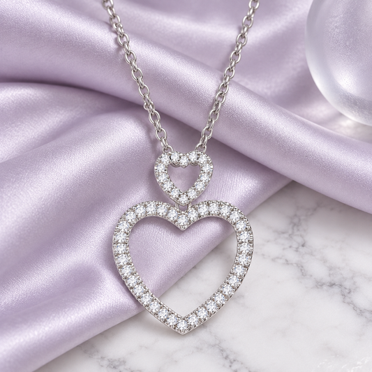 Sterling Silver 1/3 Diamonds Heart Necklace I - I2
