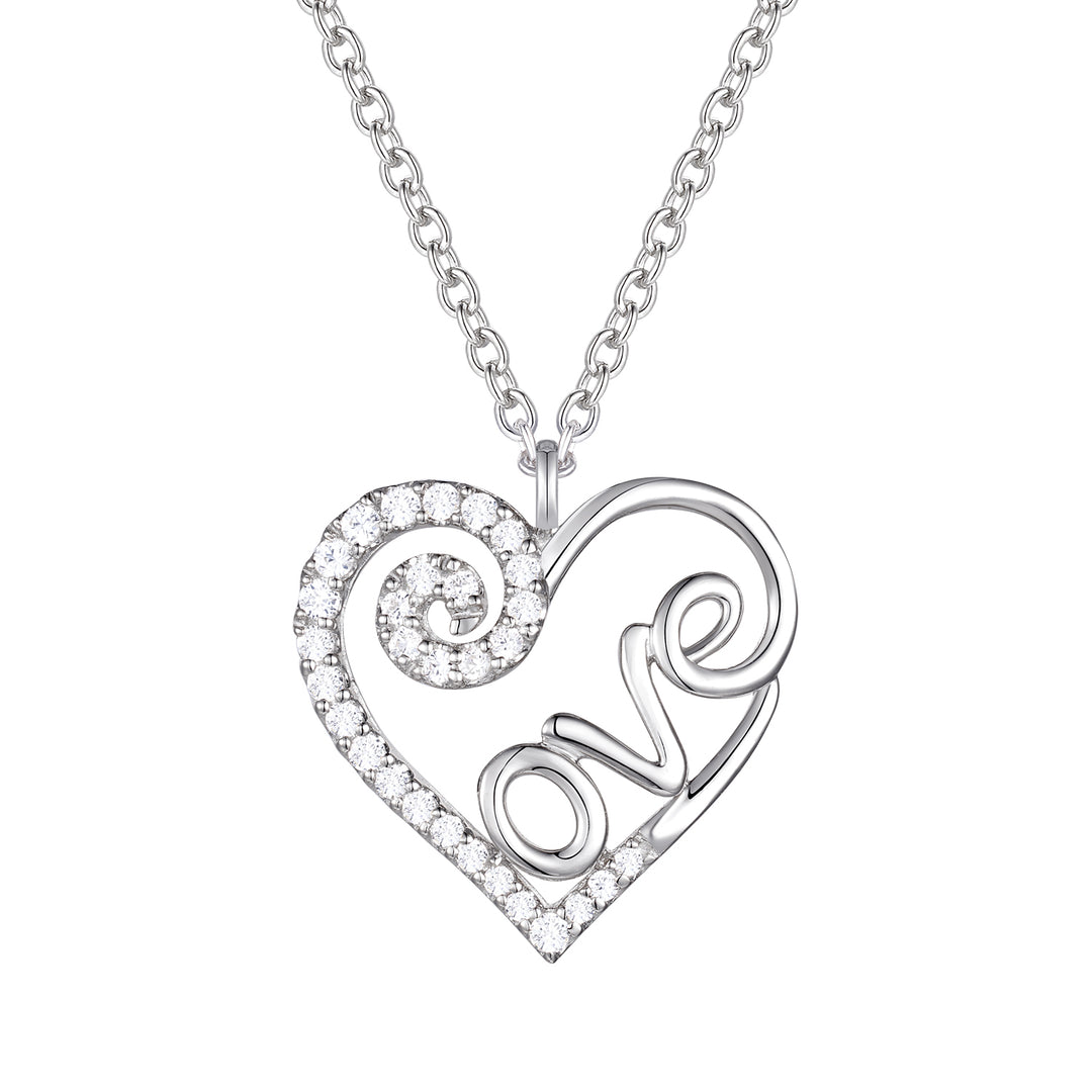 Love Letter Sterling Silver Heart 1/5 Lab Grown Diamond Pendant Necklace F - G / VS1 - VS2