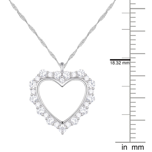 Diamond Heart Necklace 1/2 CTTW Lab grown diamonds Round 10K White Gold F - G / VS1 - VS2