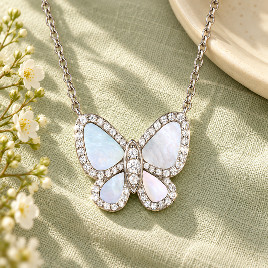 Sterling Silver Mother of Pearl Butterfly Pendant - view 2