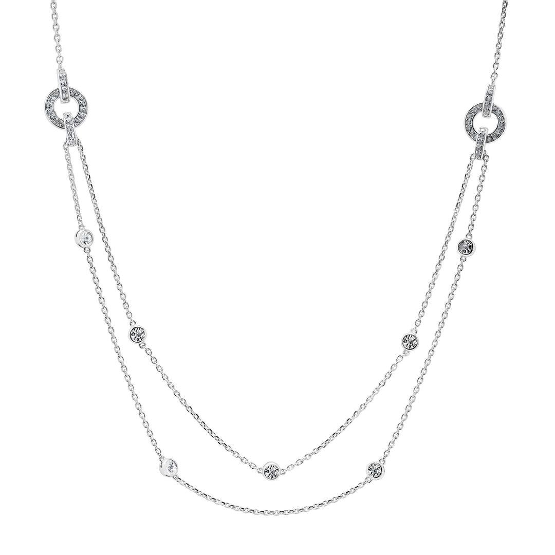 Sterling Silver 1/3 ct tw Diamond Double Row Miracle Plate Necklace 18" (I-I2)