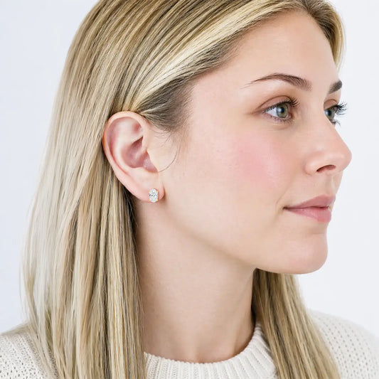 14K Lab Grown Oval Solitaire Earrings F-G VS1-VS2