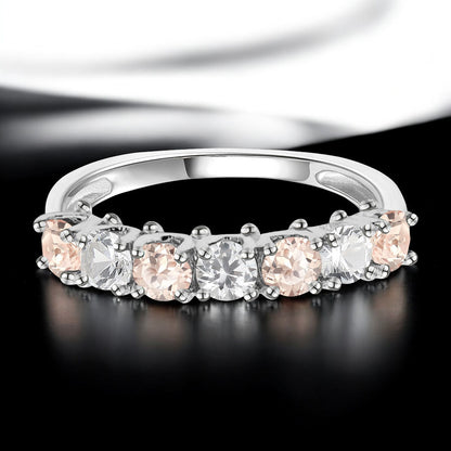 Sterling Silver Gemstone and Lab Created White Sapphire Alternating Band Ring