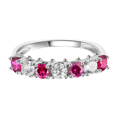Sterling Silver Gemstone and Lab Created White Sapphire Alternating Band Ring